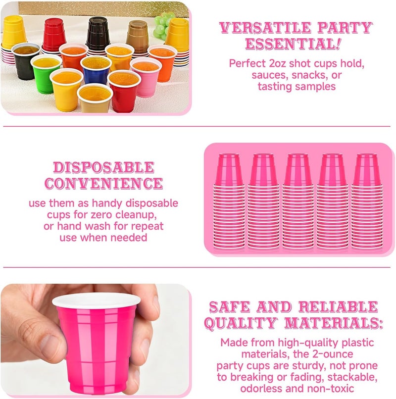 Pineburg 100Pack 2oz Valentine's Day Shot Glasses,Red Pink Valentine Plastic Cups,Disposable cups for Anniversary Wedding Gifts Mom Girlfriend Valentine's Day Supplies(Red Pink) - Image 3